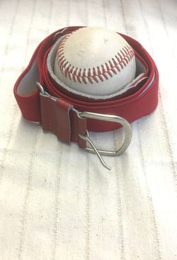 Red baseball belt and ball