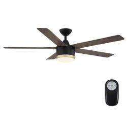 New Ceiling Fan 56 in. Integrated LED Indoor/Outdoor Matte Black with Light Kit and Remote Control