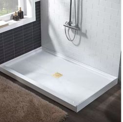 60 in. L x 32 in. W Alcove Solid Surface Shower Pan Base