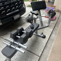 TFI weight lifting benches, bars, weights and clamps