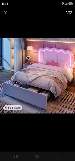 Twin Velvet Smart LED lights bed frame