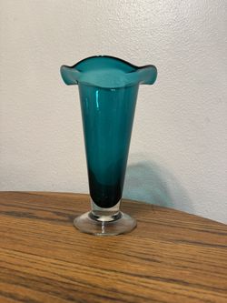 Blown Glass Green Tulip Vase Original Paid 200