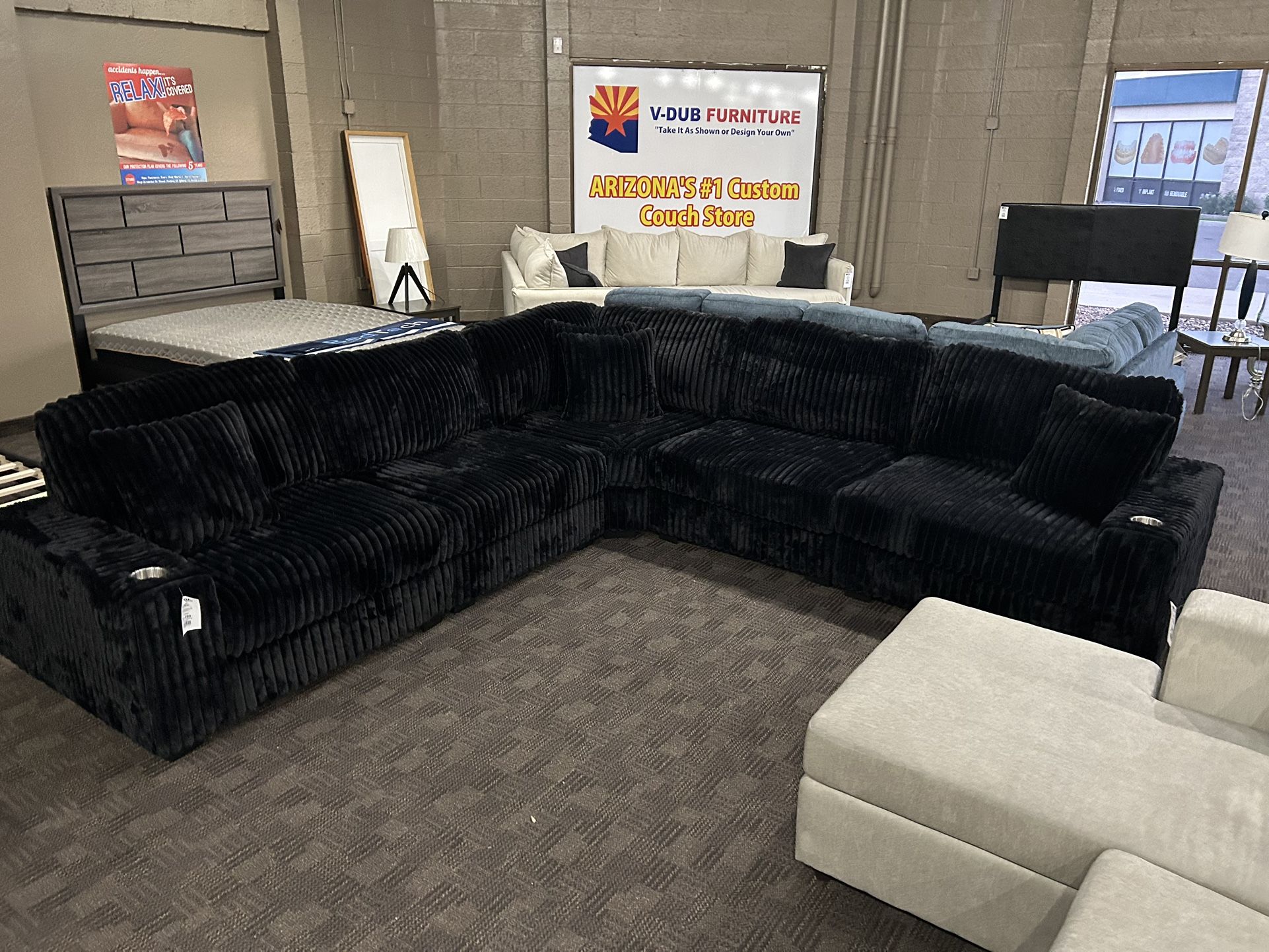 Extra Large And Comfy Black Modular Sectional