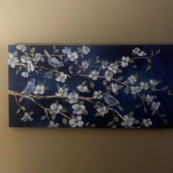 Blue Floral Painting Wall Art 