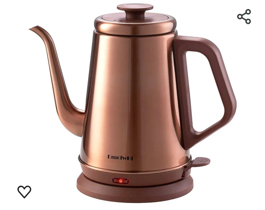 
DmofwHi 1000W Gooseneck Electric Kettle (1.0L),100% Stainless Steel BPA Free Tea Kettle with Auto Shut - Off Protection, Pour Over Coffee Kettle -Cop