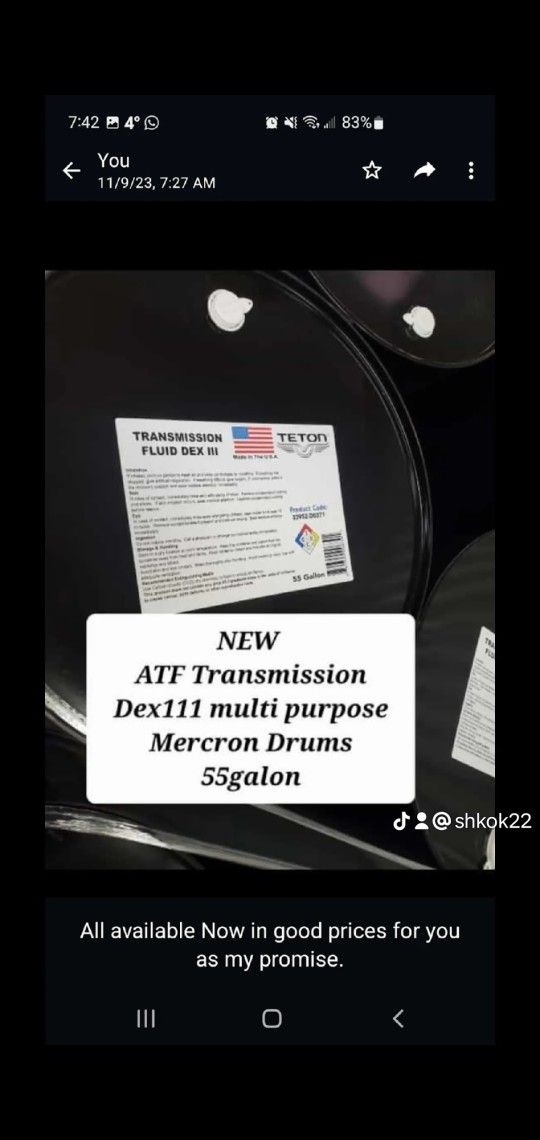 Special Price ATF Transmission Dex III Multi Purpose Drums 55galon High Quality Available 