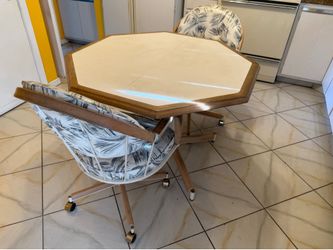 Octagon Dinette Table with 2 Chairs opens up with extra leaf (41”)