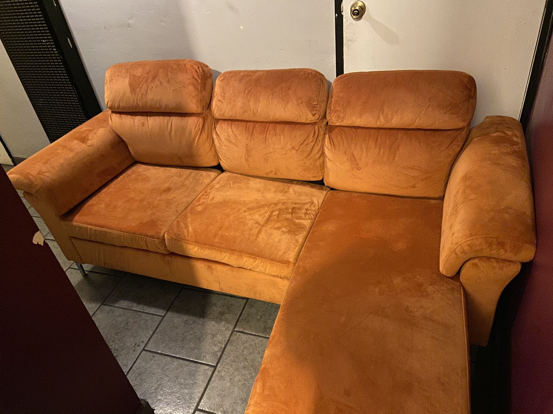 Cutest amazon orange velvet sofa