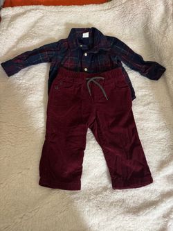 Baby Boy Plaid Shirt and Corduroy Pants Set 6-12M