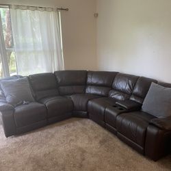 Sectional 3 Piece Couch: Scroll Through Pictures. Recliner On The Right Side Is Defective 