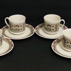 4 Royal Doulton FIREGLOW TC1080 Tea Cup & Saucer Sets