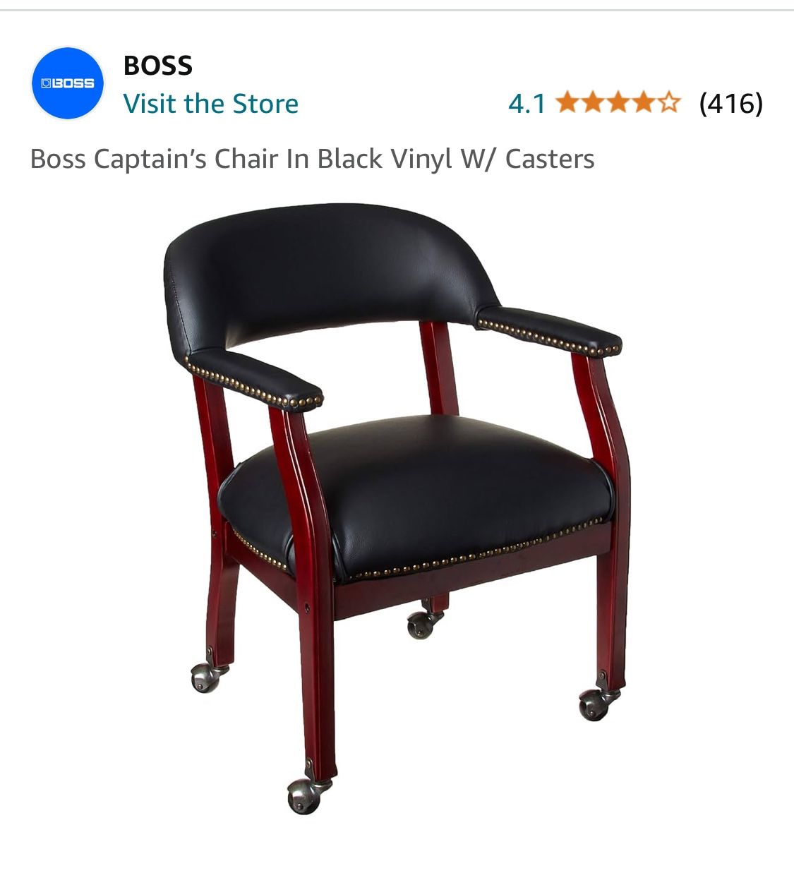 (4) Brand New Leather Boss Captain Mahogany and Black Leather Chairs”