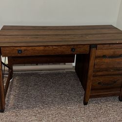 Rectangle 3 Drawer Wood Desk