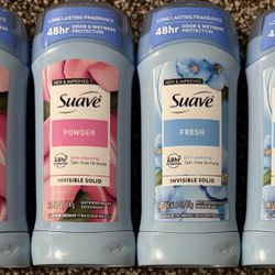 NEW Set of 4 Suave 2.6-oz Anti-Staining Anti-Perspirant Deodorant - (2) Powder (2) Fresh