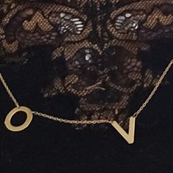 14 KT Gold Block LOVE Letter Necklace. 18" Great Valentines Day Present