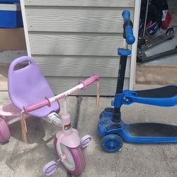 Radio Flyer Tricycle and Blue Scooter