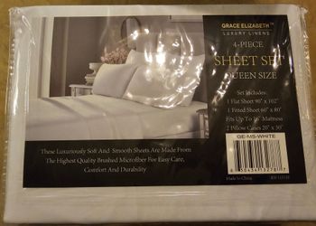 Grace Elizabeth Luxury Linens 4- Piece Queen Size Set (White)
