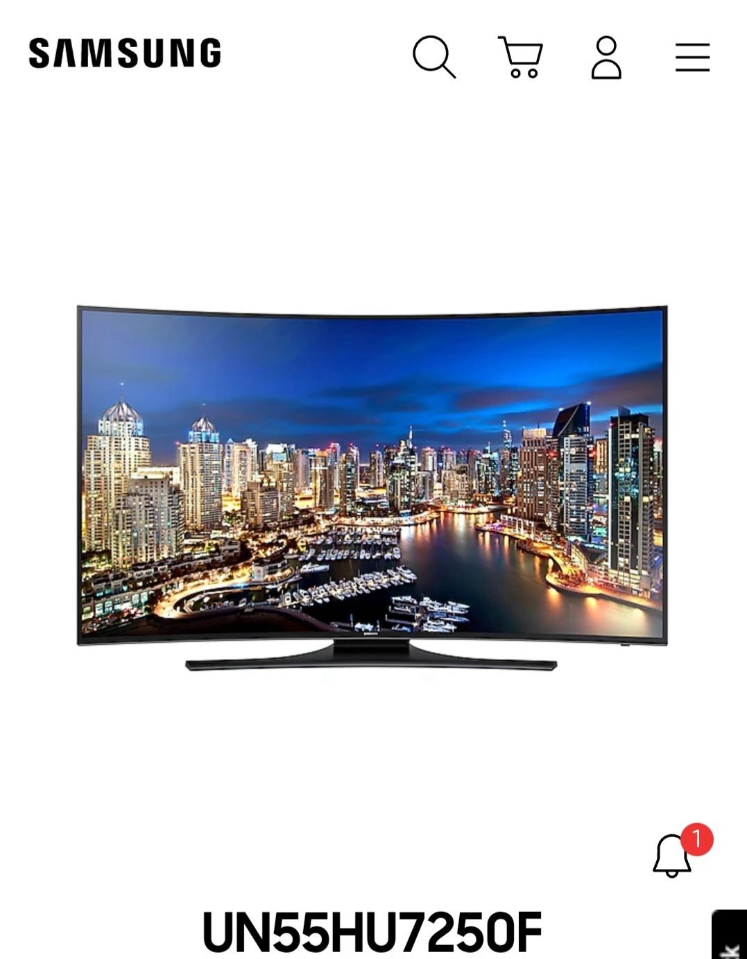 Curved UHD SAMSUNG TV UN55HU7250F