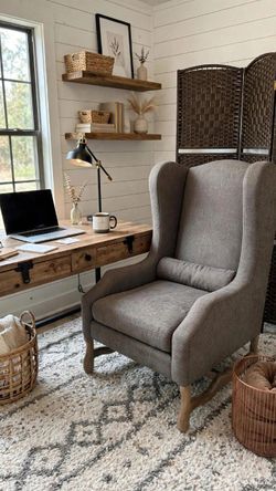 *Refurbished*Bespoke Furniture Gray Wingback Accent Chair