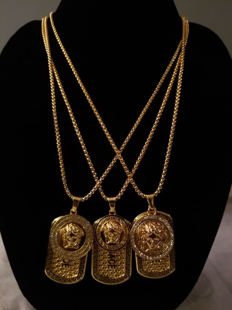 Versace Medusa Military Dog Tag Chains Necklaces