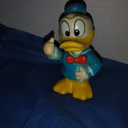 Vintage Walt Disney Donald Duck Thumbs Up Piggy Bank Toy Hard Rubber Made Korea