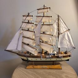 Vintage "Gorch Fock" Wooden Model Ship