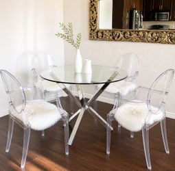 Modern Round Glass Top Dining Table
