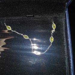 Silver Bracelet With Yellow Crystals New