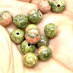 Lot Of 38 Unakite 8mm Beads