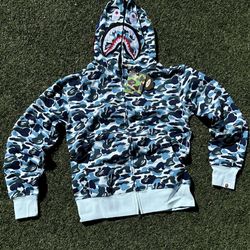 BAPE Shark Hoodie Blue Camo Full Zip OG size M