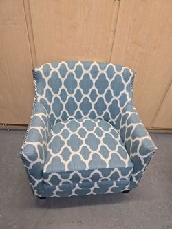 Blue and white picket house Furnishings Accent arm chair with nail heads