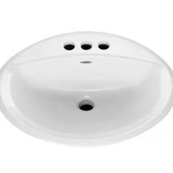 American Standard Aqualyn Less Overflow Countertop Bathroom Sink with 4 in. Faucet Holes in White