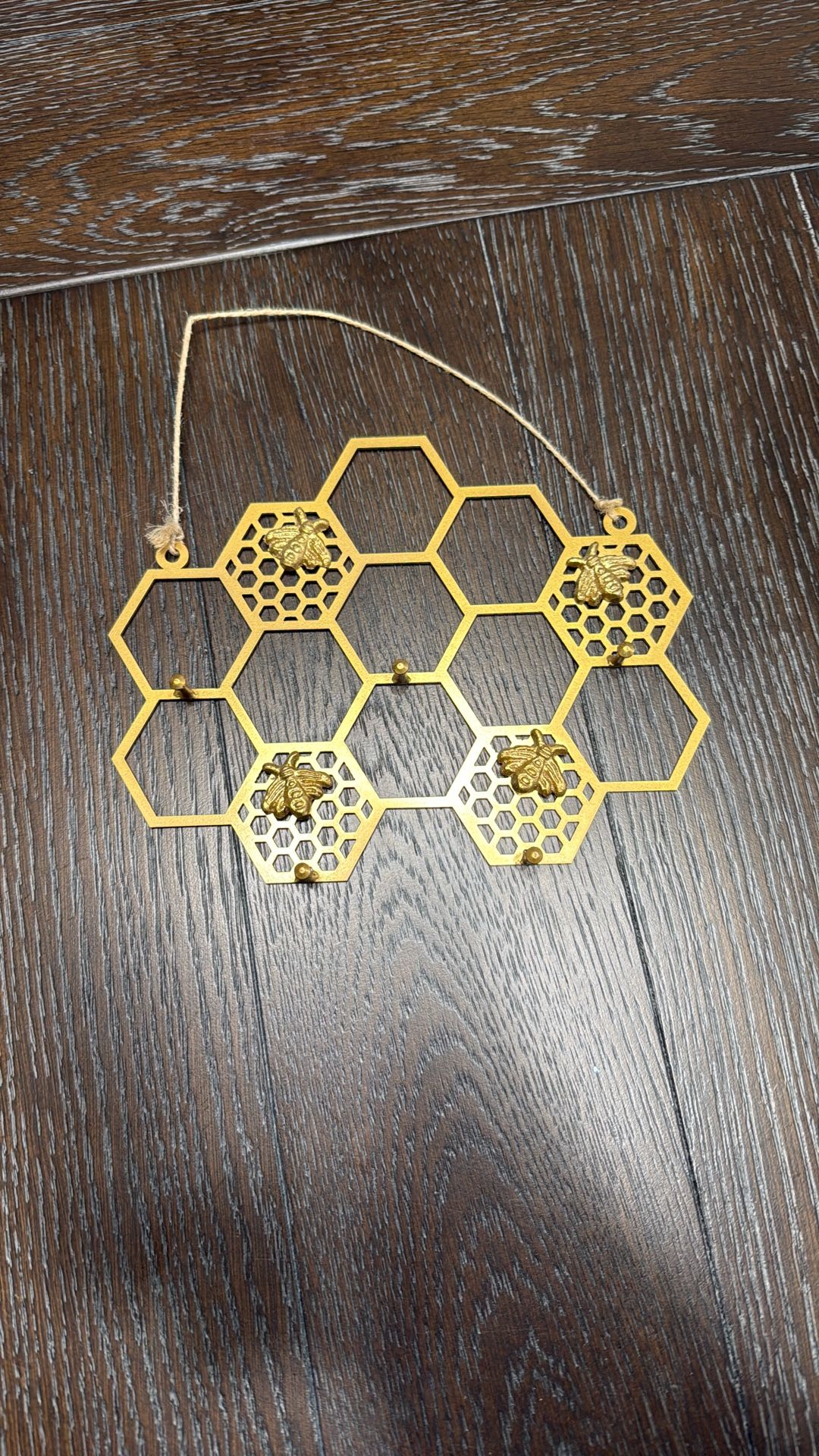 Gold Bee Happy Wall Jewelry Holder