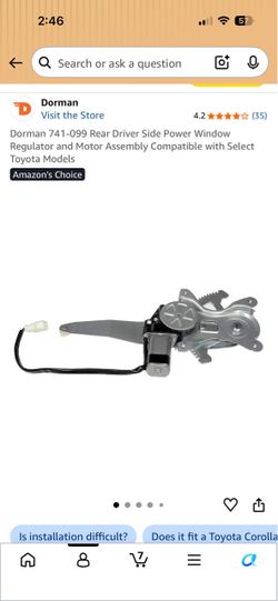 Dorman 741-099 Power Window Regulator and Motor Assembly