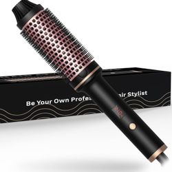 Thermal Brush,10 Temperatures LCD Display Upgrade to 400°F 1.5 in Heated Round Brush Curling Iron Heated Ceramic Tourmaline Ionic Comb 110-240V Volum