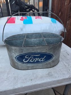 Ford Galvanized Metal Caddy with Handle