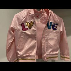 H & M pink Satin Bomber Jacket size 4-5
