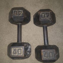 40lb Iron Used Dumbbells