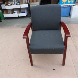 New - Office Chair with Wooden Arms Charcoal Accent Chair