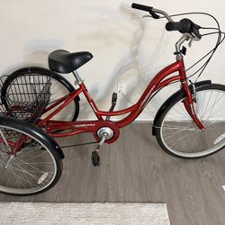 Monterey Kent 7-speed Folding Unisex Adult Tricicle, Red