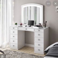 Tresanti Heidi Vanity Double Pedestal with LED Lighted Mirror