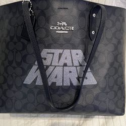 Coach Star Wars X Town Tote W/ Signature Canvas Glitter Logo Motif Shoulder Bag
