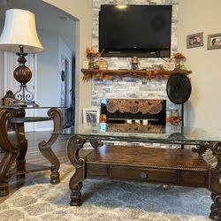 3 Piece Living Room Coffee And End Table With Lamps