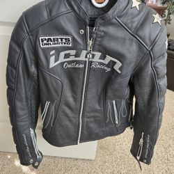 Icon Black Kitty Leather Medium Motorcycle 