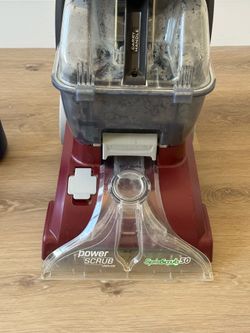 HOOVER POWER SCRUB CARPET CLEANER WITH UPHOLSTERY ATTACHMENTS AND EXTRA SOLUTION