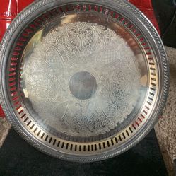 Antique Silver Plate Serving Tray 