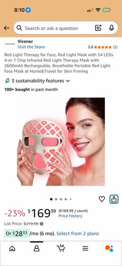 Viconor Wireless LED Red Light Therapy Face Mask – Brand New