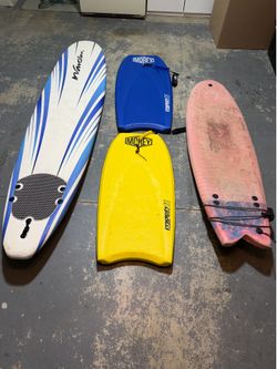 Beach items…Surfboards, Boogie Boards, Wetsuits, Sand Toys