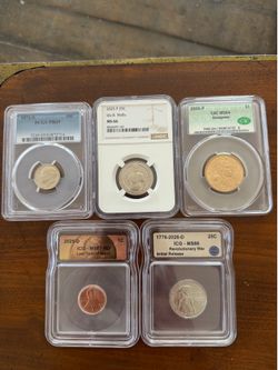 US Coins - 5 Graded Coin Lot - NGC, PCGS, CAC & ICG