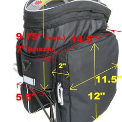 Axiom Journey Carrier Rack & Banjo Bros Expandable Pannier Rack top bag